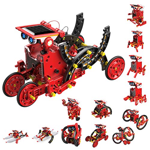 Solar Robot Kits 12-in-1 STEM Educational Learning Science Building Kits 190 Pieces DIY Building Set Solar Power Toy for Kids Ages 10+ Boys and Girls