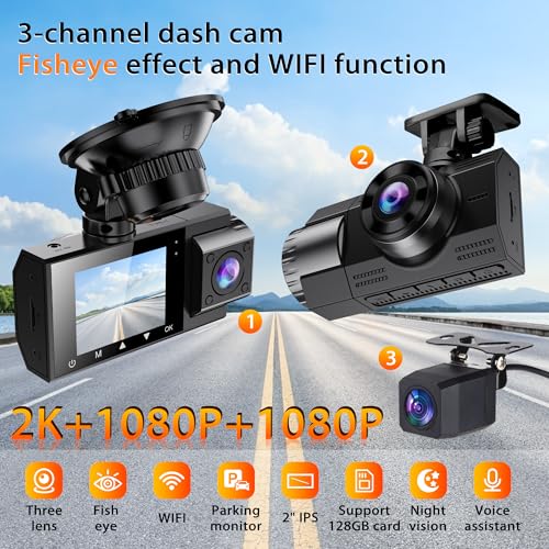 Image of Dash X X11 Ultra 2K Front + 1080P Rear + 1080P Cabin Triple Lens Dashcam | 180 Fisheye Cabin | Night Vision | WiFi App | G-Sensor | Loop Recording | 24H Parking Monitor | 256 GB Support