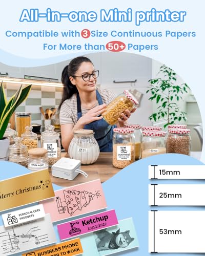 Image of Phomemo Mini Sticker Printer- Print Pods M02 Pro 300dpi Mini Pocket Printer, Sticker Printer Maker Thermal Label Machine for Photo Printing, Study Notes, DIYs, Travel, Work and Study, Gift, White