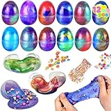 Joyin 12 Pcs Prefilled Easter Eggs with Galaxy Slime, Colorful Putty with Toys, Stress Relief Sludge Toys for Kids Easter Eggs Hunt, Basket Stuffers Filler and Party Favors