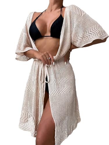 Cache-maillot transparent Floerns à manches courtes fluide et ultra léger