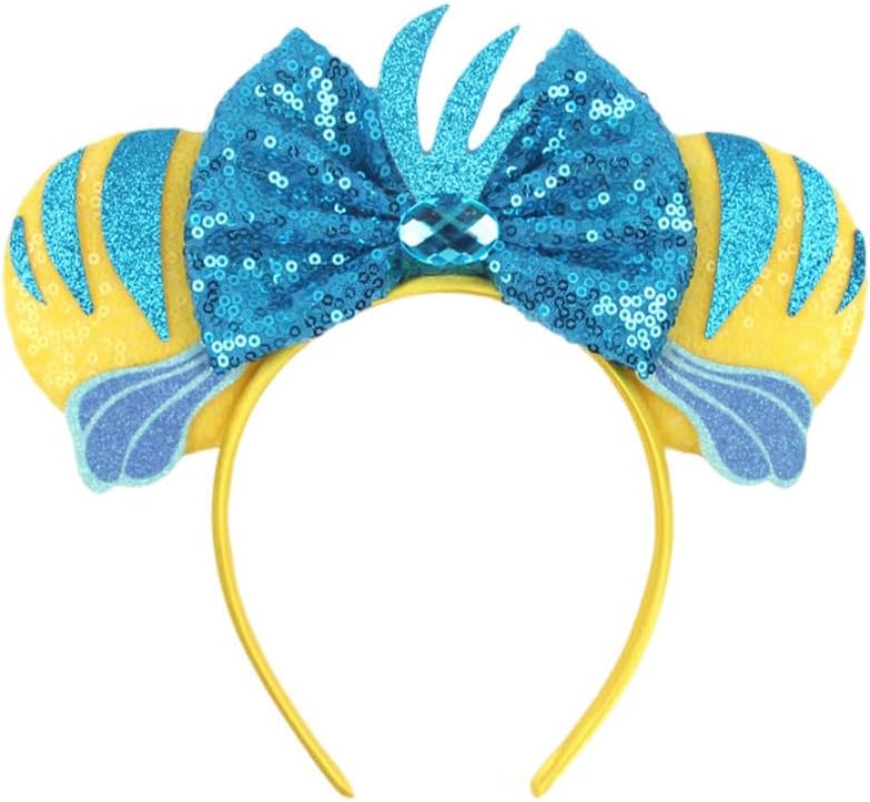 CLGIFT Rose gold Minnie Ears,Pick your color, Iridescent Minnie Ears, Silver gold blue minnie ears (Flounder)