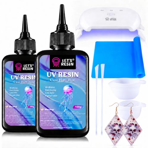 LET'S RESIN UV Resin with Light, Upgraded 200g Starter Kit for Jewelry