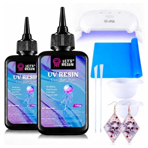 LET'S RESIN UV Resin with Light,Upgraded 200g Crystal Clear&Low Odor UV Resin Kit,UV Light,Silicone Mat,Ultraviolet Epoxy Resin Hard,UV Resin Starter Kit for Jewelry,Craft Decor