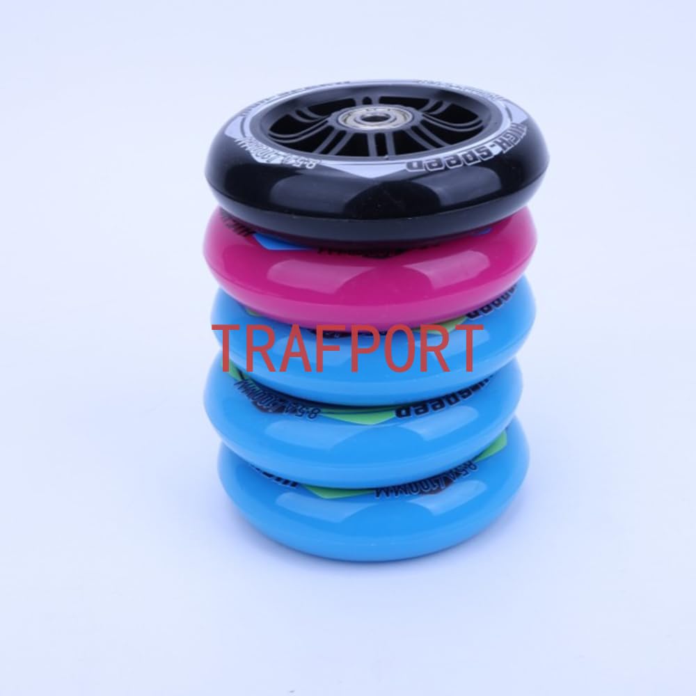 Inline-Skate-Rollen 100 Mm 85a Inline-ersatzrollen Mit ABEC-9 Kugellagern, Langlebig, Inklusive Schraubenschlüssel Blue