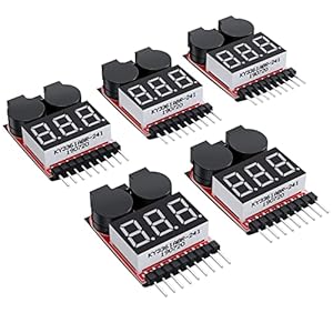 CAMWAY 5 STKS 2in1 1-8s Lipo Batterij Spanning Tester, RC Laagspanning Zoemer Alarm, Batterij Monitor Checker Tester…