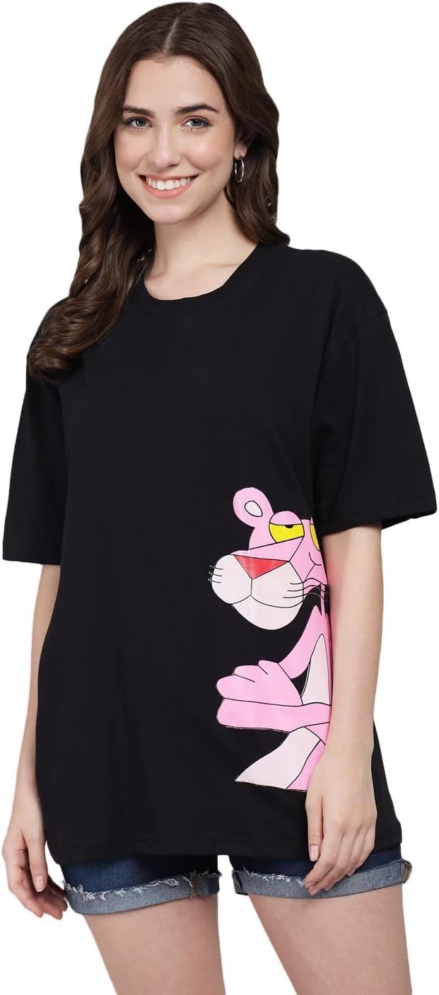 FUNDAY FASHIONWomen's Pure Cotton Casual Oversized Printed Loose T Shirt