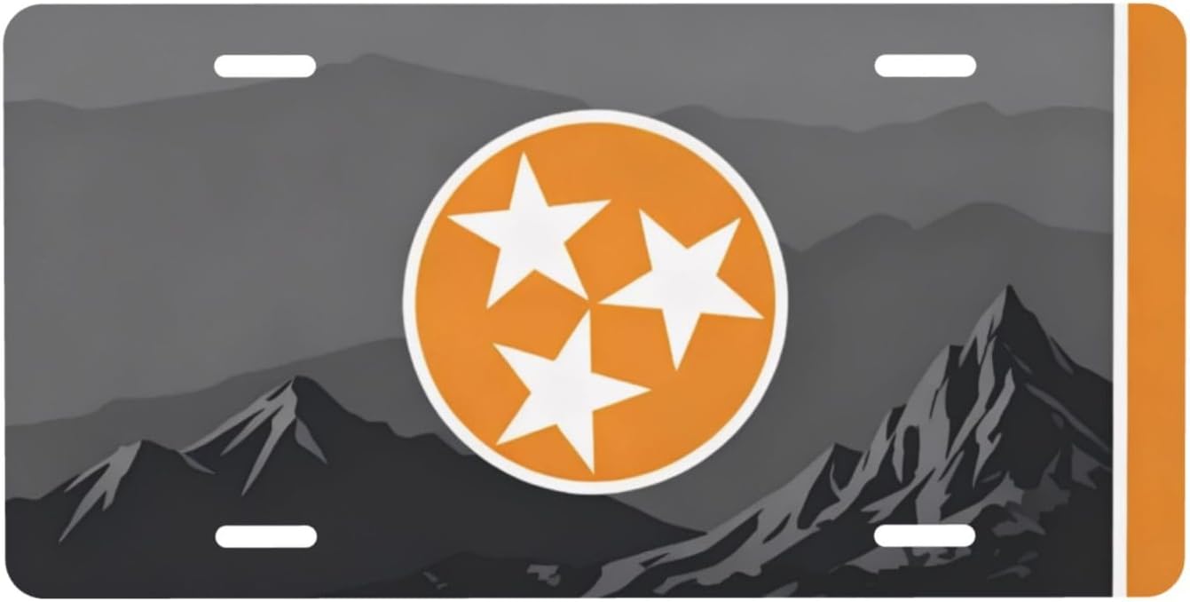 Tennessee License Plate Tri-Star Mountain - 12x6 Aluminum Waterproof State Pride Gift Decor