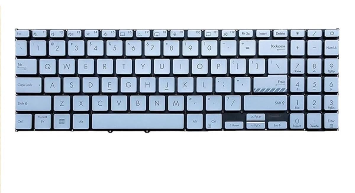 FORIDA Laptop Keyboard Compatible for Asus Vivobook Go 15 E1504FA E1504GA E1504F E1504G, X1504 X1504ZA, K3504 K3504VA K3605 K3605VC K3605ZC, S3504YA S3504VA, 90NB0ZR5-R30US0 Silver-image-46