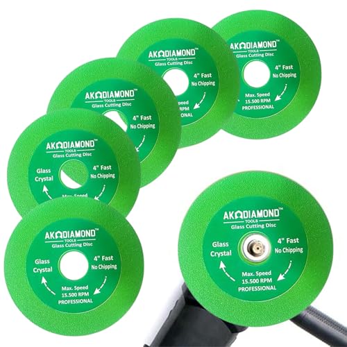 Image of AK DIAMOND 4 Inch Glass Ceramic Cutting Disc, Diamond Ultra-Thin Saw Blade for Smooth Cutting, Grinding of Glass, Crystal, Wine Bottles, Tile (Green, 1 Pack) (5)