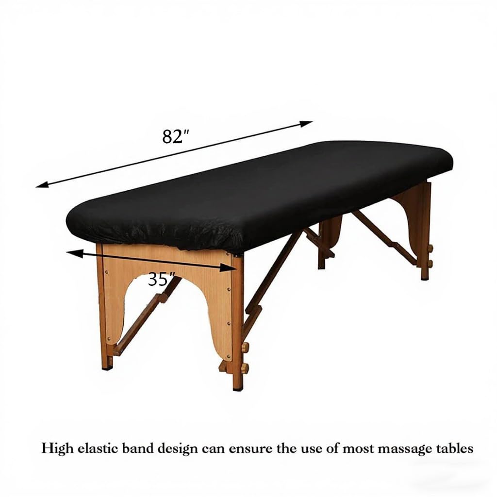 Fancystyle Pack of 24 Disposable Fitted Massage Table Sheets and Fitted Headrest Covers 82 x 35 Black