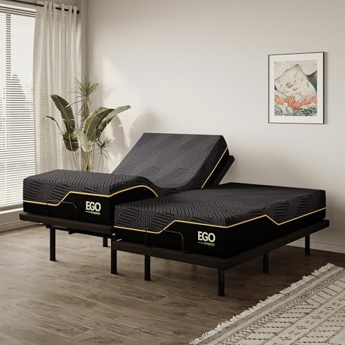 Image of EGOHOME Split King Adjustable Bed Base Frame and 14 inch Memory Foam Mattress