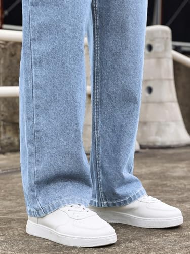 Image of KOTTY Men's Straight Fit Denim Jeans - Modern Regular Cut with Soft Fabric for Effortless Casual and Smart Look
