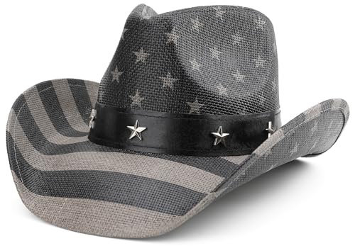 Image of Unisex American Flag Cowboy Hat USA Falg Patriotic 4th of July Parade Western Cowgirl Hat