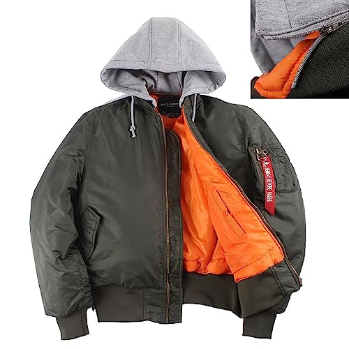 Hooded Men's MA-1 Bomber Flight Jacket Winter Coat2