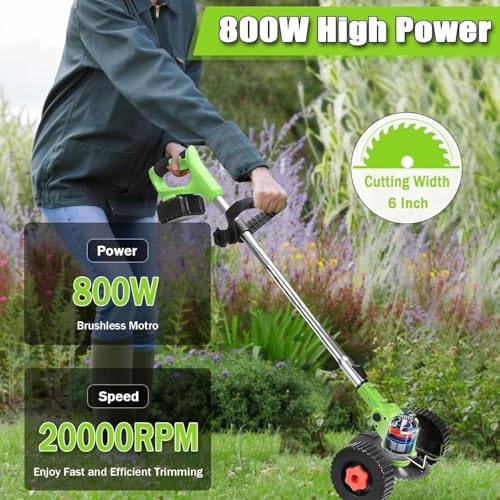 Image of Electric Wireless Rechargeable Edge Cutter 48V-2 Batteries-25cm Cutting Width|3-in-|Adjustable Height|3 Blade Types |Lawns & Gardens|Straight Blades Trimming Scissors. (Old-Green)