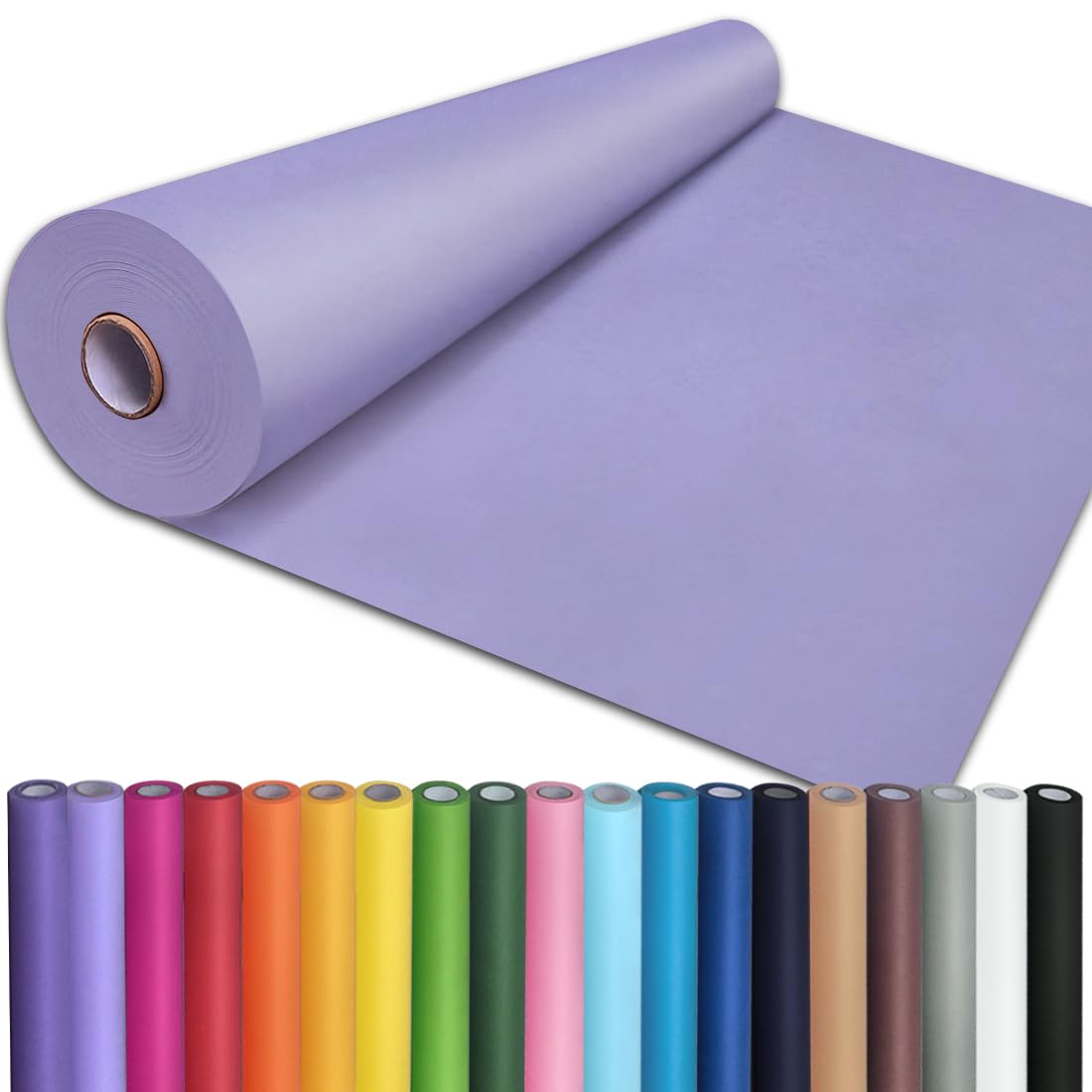 PerkHomy 24" x 2,400" (200') Light Purple Kraft Paper Roll for Craft Bulletin Board Paper Art Table Covering Crafting Gift Wrapping Bouquet Packing Parcel 80GSM 55LB (Light Purple, 24" x 200')