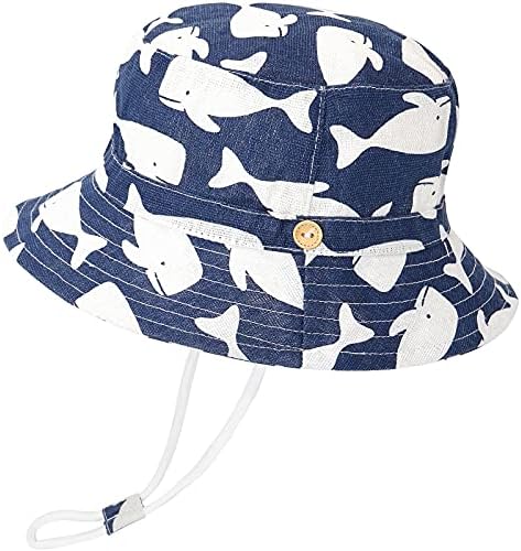 Tidefire Toddler Kids Bucket Sun Hat Cute Baby Summer Travel Outdoor Infant Beach Hat for Boys Girls Navy Whales 6-12 Months