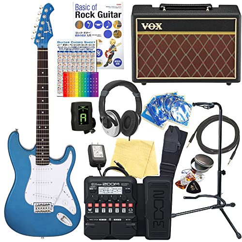 エレキギター 初心者セット ストラトキャスタータイプ VOXアンプ付18点セット Legend LST-Z MBMB 【ZOOM G1XFour マルチエフェクター付】