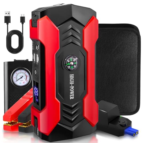 IYUESQ Arrancador de batería de Coche con compresor de Aire, arrancador de batería de Coche con inflador de neumáticos de 150 PSI, Amplificador de batería automático de 12 V, Caja de arra