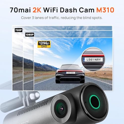 Image of 70mai M310 DashCam, 2K Resolution, Type-C Interface, Voice Control, MaiColor Vivid+ Solution, Night Owl Vision, WiFi & App, Optional Parking Mode, Upto 256GB Supported