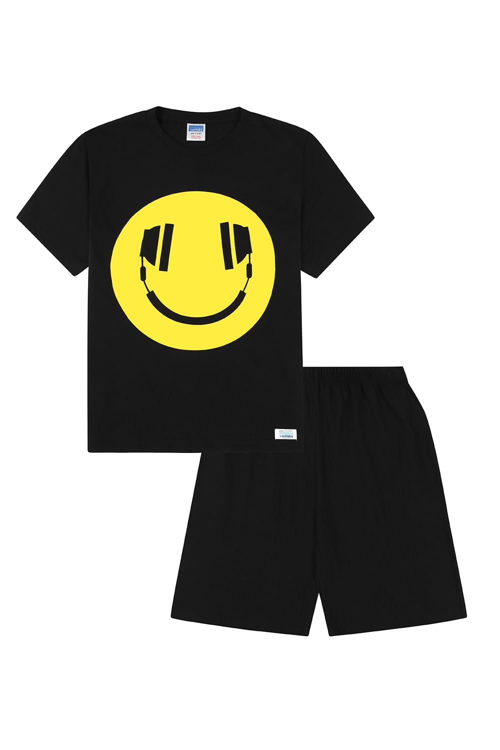 ThePyjamaFactory Chicos Happy Face Auriculares algodón Corto Pijamas