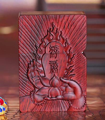 Natural Huanghuali Rosewood Carving Lighter Shell Box For Zippo Module (Shakyamuni Pagoda)