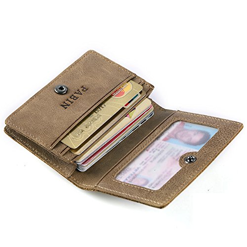 RFID Blocking Credit Card Holder Leather ID Case for Men Pabin (Vintage Khaki)