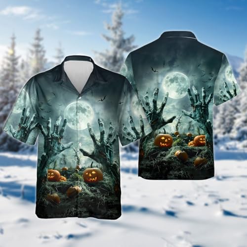 Halloween Hawaiian Shirt for Men - Monster Mens Button Down Short Sleeve Shirt Unisex Series 162