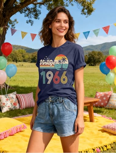 Image of 50th Birthday Gift for Women Vintage 1975 T Shirts Retro Graphic Birthday Shirt Casual Letter Print Short Sleeve Tee Tops