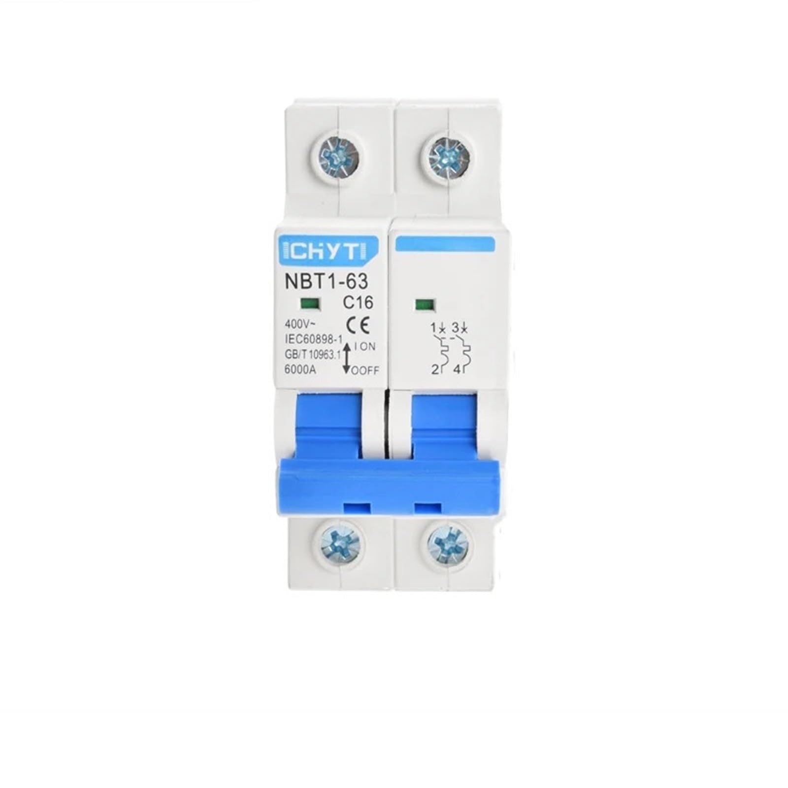 Mini-disjoncteur à haut pouvoir de coupure 6kA NBT1-63 courbe C 4P 25A pour réseau alternatif