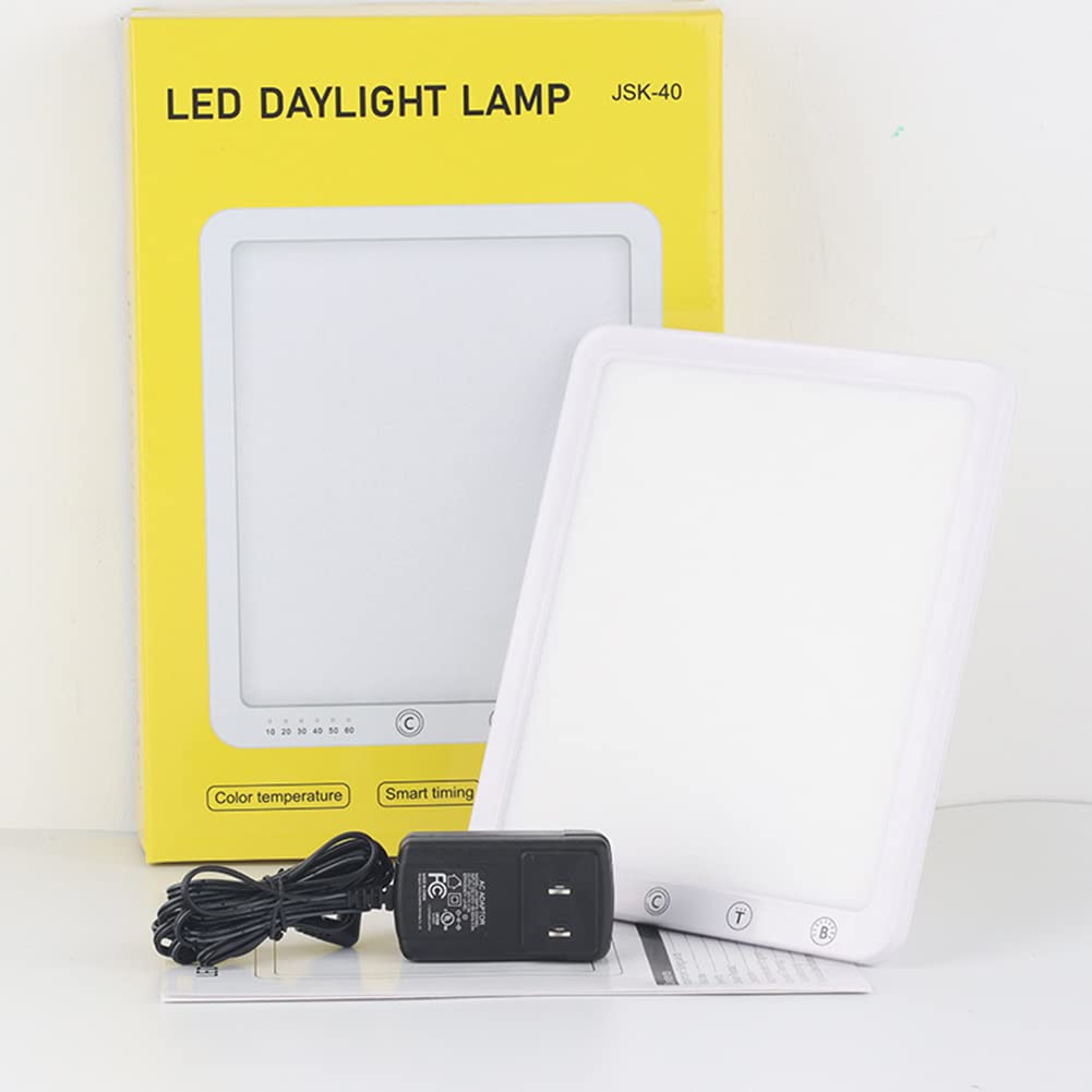 Lampe De Luminothérapie, 10000 Lux Lumière Du Soleil Lampe, Avec 3 Modes De Couleur 5 Niveaux De Luminosité 6 Paramètres De Minuterie, Sans UV Spectre LED,Blanc