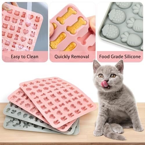 Onlyesh 4 Stück Backmatte Hundekekse, Silikon Hundekekse Backform mit Teigschaber und Backpinsel, BPA-frei Backmatten für Hundeleckerlies, für DIY Hundeleckerlies, Schokolade, Kekse