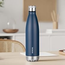 Borosil Hydra Bolt Stainless Steel Water Bottle | Double Wall Vacuum Insulated Flask | 24 Hours Hot and Cold | Bottle for Office, Gym, School (Matte Blue, 1 L)