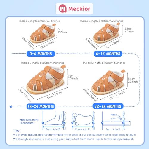 Image of Meckior Baby Toddler Infant Girls PU Leather Soft Open Toe Summer Sandals Flower Princess Flat Shoes