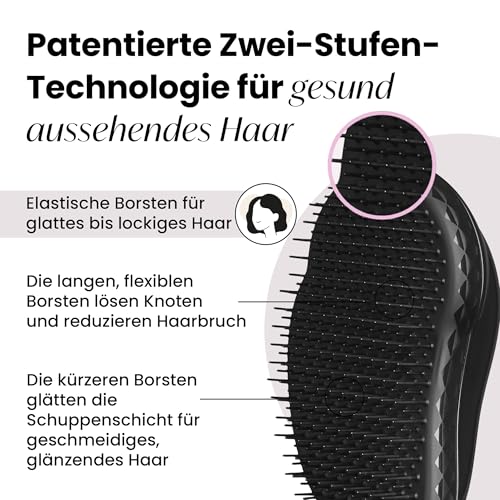 Foto von Tangle Teezer Original Entwirrungsbürste – Für Nasses & Trockenes Haar – Haarbürste für Alle Haartypen – Zweistufige Borsten Reduzieren Haarbruch & Entfernen Knoten – Panther Schwarz
