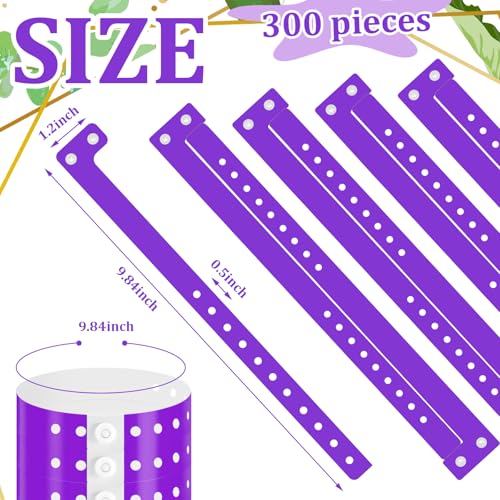 Image of Henoyso 300 Pcs Purple Plastic Wristbands for Events Vinyl Waterproof Pool Wristbands Neon Color Plastic Bracelet for Party Events Arm Band Identification for Concerts Carnivals