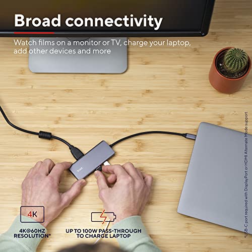Trust Dalyx USB C Hub Multiport Adapter 6-in-1, Docking Station with 4K HDMI, 2x USB-C, 2x USB 3.1 with 5 Gbps Data Speed - Image 3