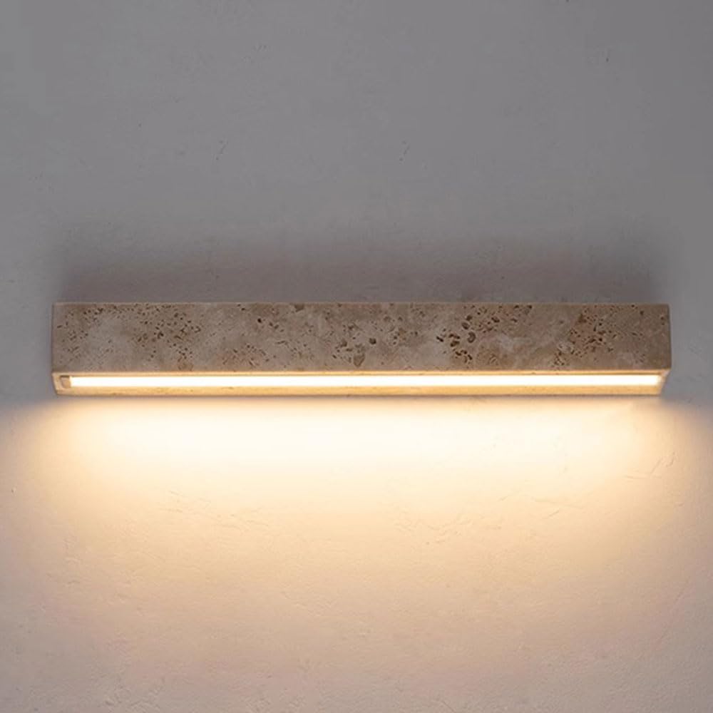 OZBMA LED Strip Wall Light Travertine Bathroom Sconce Japanese Style Outdoor Foyer Lamp Stone Art Decor Mounted for Bedroom Indoor Hallway Staircase