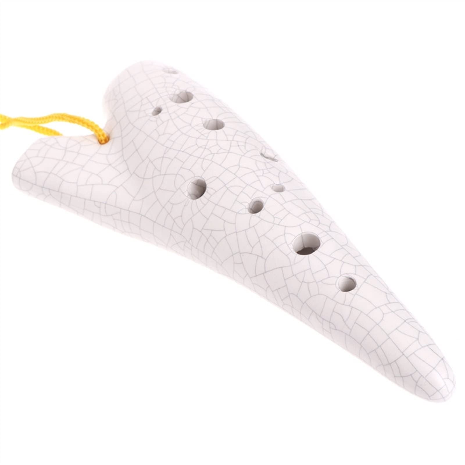 Ocarina flauta 12 agujeros agudos C instrumentos de viento de cerámica Ocarina de grieta blanca con cordón instrumento de ocarina
