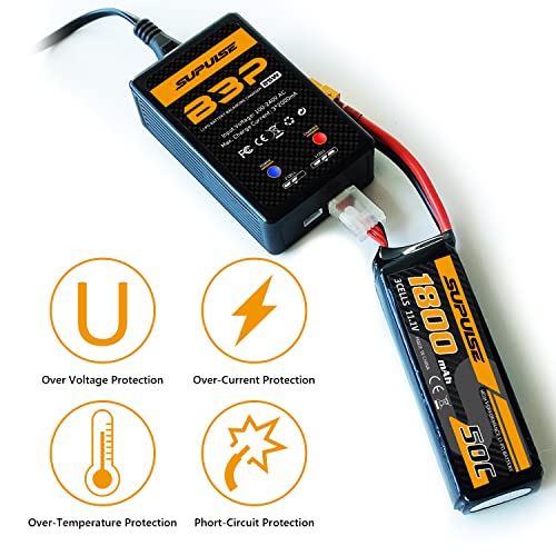 Supulse EXAC00663 Lipo Charger 2X Faster Quick Charge 25W 2S-3S Rc Balance Charger Ac 7.4-11.1V Upgrade Version B3 Pro Compact Rc Battery Lipo Charger thumb #1