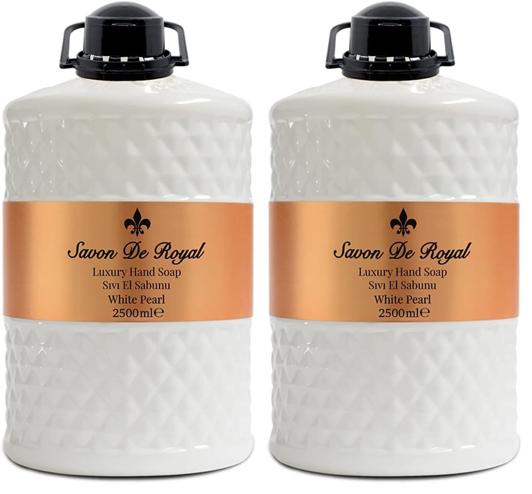 Savon de Royal Luxury Vegan Sıvı Sabun White Pearl 2,5 lt, Misk, Vanilya (2 paketi)