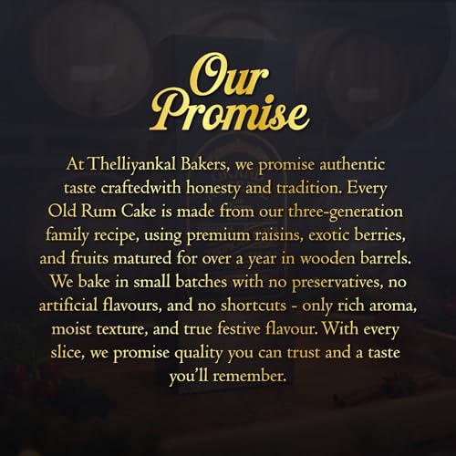 Image of Grand Reserve Old Rum Plum Cake - BY THELLIYANKAL BAKERS - Rich & Moist Fruit Cake with Berries with KERALA SPICES, Authentic Handmade Holiday Treat | Premium Gift Box | 800 gm (Pack of 1)