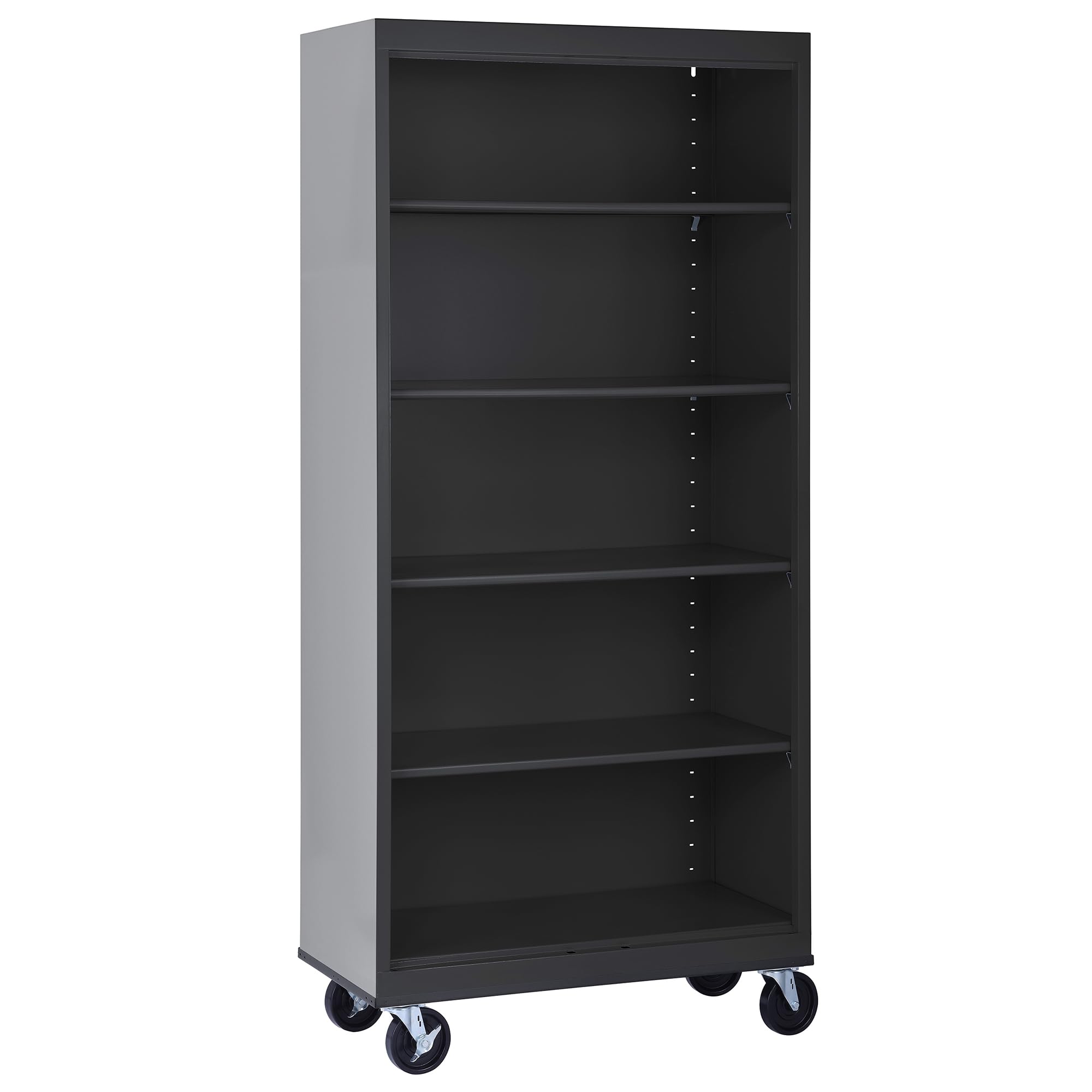 Sandusky Lee BM40361872-09 Mobile Bookcase with 4 Adjustable Shelves, Steel Rolling Bookshelf Storage Cabinet, 78"H