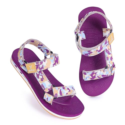 Image of YOHO EVA Sandals for Women | EVA sole | Comfortable cushioned sole with TPR base | Lightweight | Soft skin friendly straps | Adjustable straps | Velcro closure | Vibrant colour options