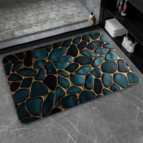 Image of FIGMENT 3D Anti-Slip Water Absorbent Bathroom Mat | Quick Dry Rectangular Bath Mat for Home, Kitchen Doorway, Office & Entryway Use | Soft, Odour-Free & Easy Clean Floor Mat (60x40 cm)