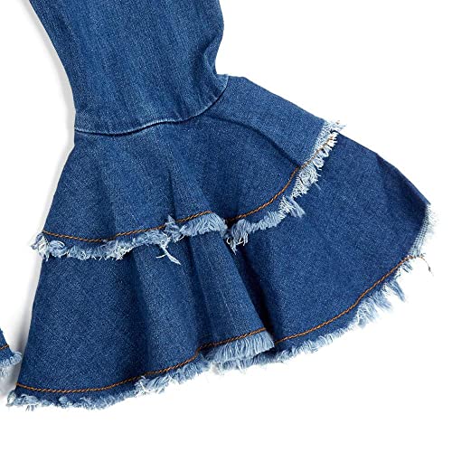 Girls 802097-450-JT Toddler Girls Double Ruffle Flare Jean 2T Denim3