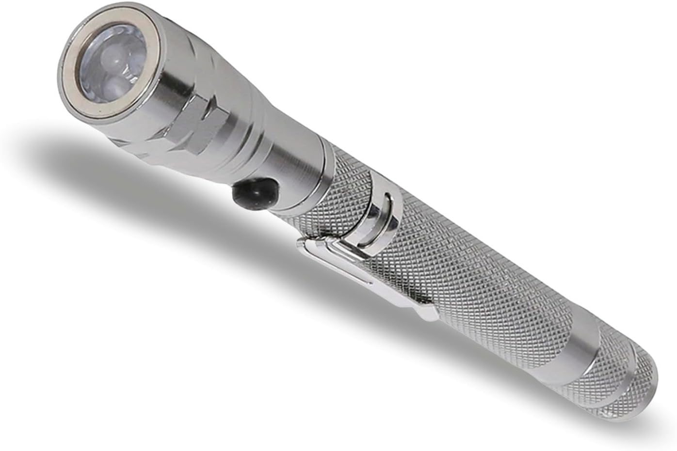 Swiss Military LED Torch Light with 360° Flexible Head & Magnetic Base, Scratch-Proof Body & Bright Illumination – Compact, Extendible, Portable Flashlight for Outdoor, Travel, Car & Home Use – Silver