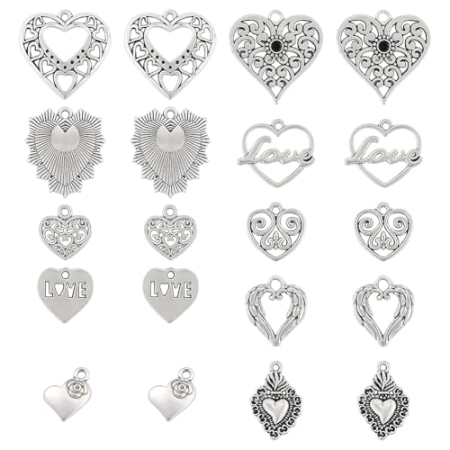 Breloques cœur en argent antique pour éviter le manque d'idées en création bijoux