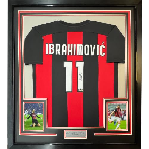 Framed Facsimile Autographed Zlatan AC Milan Jersey
